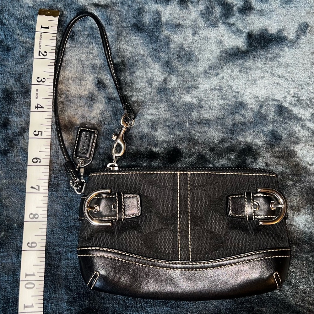 Coach Black Signature Canvas and Leather Wristlet - Picture 10 of 10